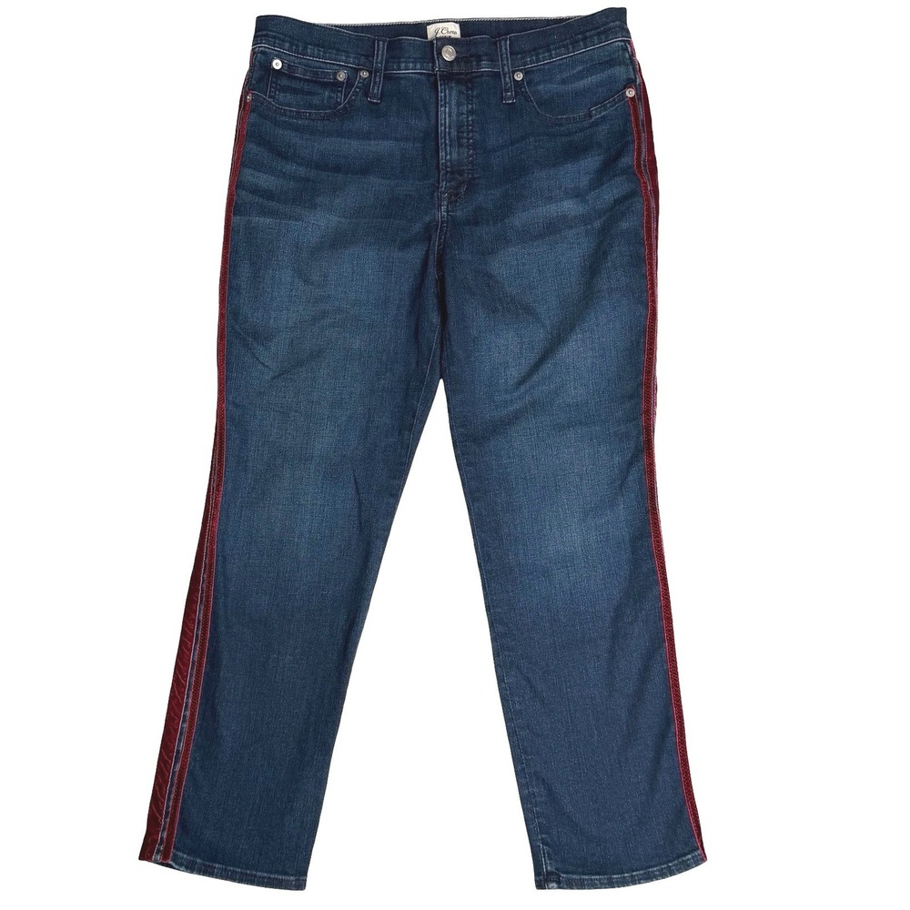 J.Crew Vintage Straight Velvet Side Stripe Indigo Blue Womens 31